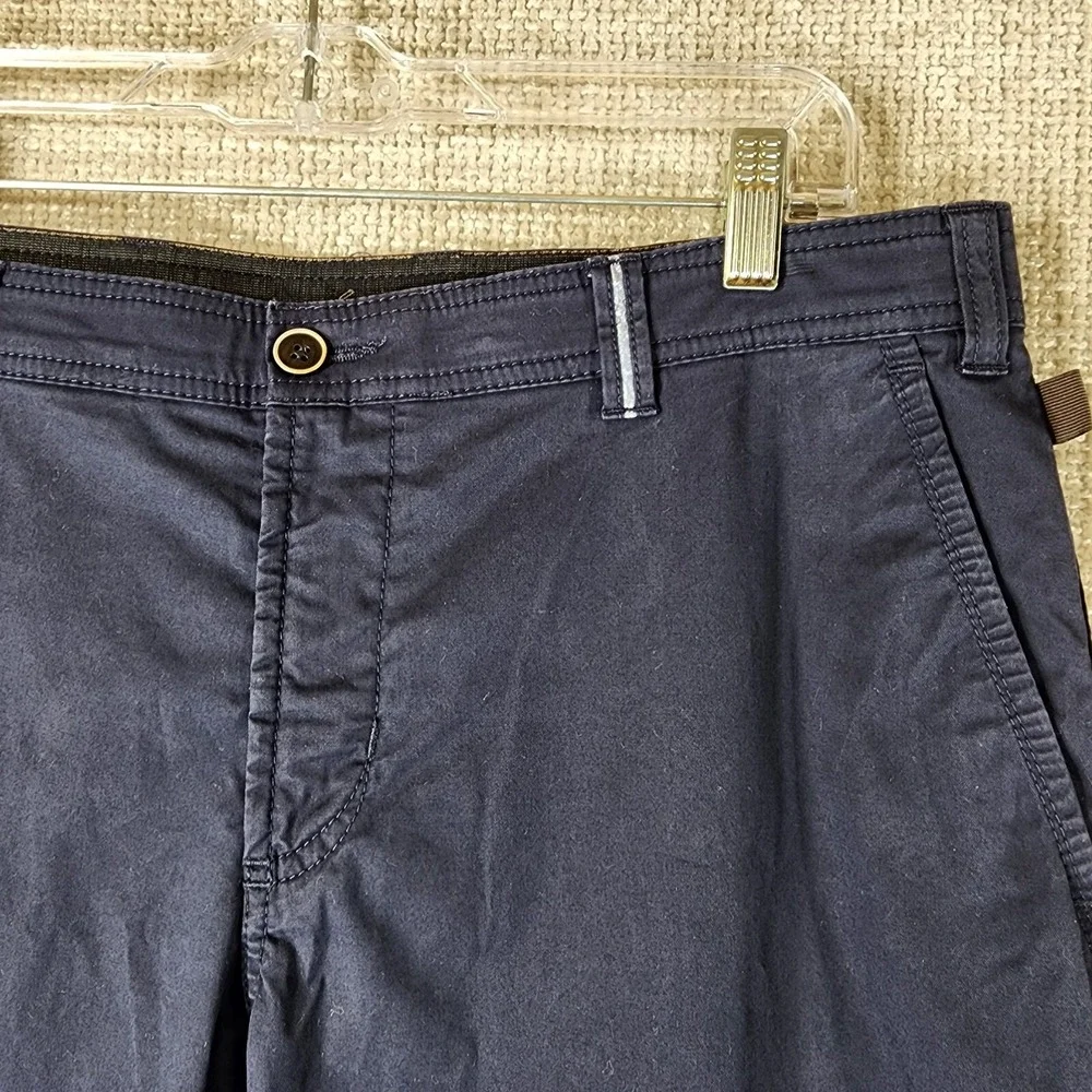 Bruhl Bros.® Nizza Stretch Cotton Trousers Mens 36x33.5 Navy Blue German Made